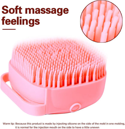 Pet Bath Brush Dog Baths Brush Shampoo Dispenser Soft Silicone Dog Bathing Brushes Dogs Shampoo Brushes Scrubbers for Cats and Dogs Shower Brush Grooming (Pink)