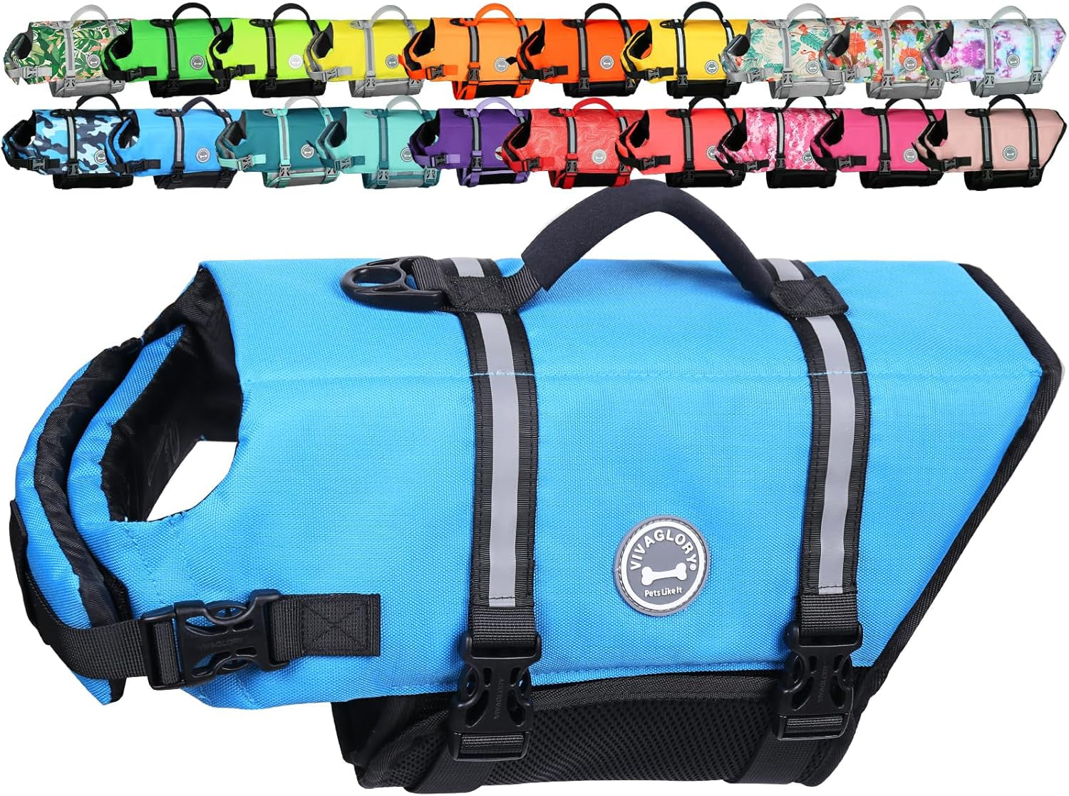 Rip Stop Dog Life Jacket, Buoyancy Aid with Handle, Buoyancy for Doggy, Dog Life Jacket for Swimming & Boating, XXS, Blue