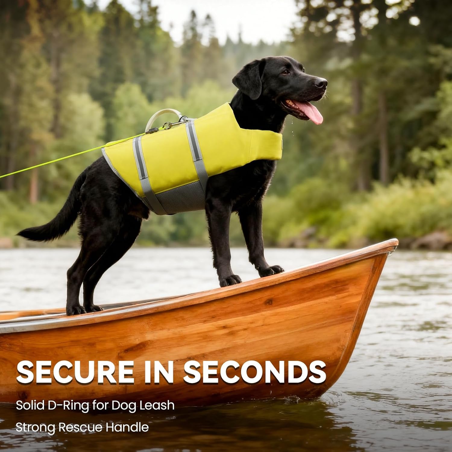 Rip Stop Dog Life Jacket, Buoyancy Aid with Handle, Buoyancy for Doggy, Dog Life Jacket for Swimming & Boating, L, Yellow Grey