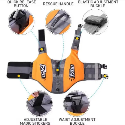 Pets Floatation Vest Adjustable Ripstop Safety Dog Swimsuit for Summer Beach Surfing Training Essential Dog Life Jacket Supplies
