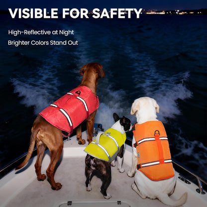 Rip Stop Dog Life Jacket, Buoyancy Aid with Handle, Buoyancy for Doggy, Dog Life Jacket for Swimming & Boating, L, Yellow Grey